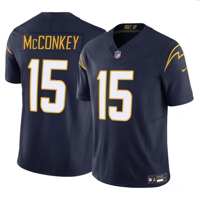 Men's Los Angeles Chargers #15 Ladd McConkey Navy 2024 Draft F.U.S.E. Vapor Limited Football Stitched Jersey